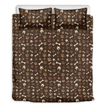 Brown Paw And Bone Pattern Print Duvet Cover Bedding Set
