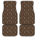 Brown Paw And Bone Pattern Print Front and Back Car Floor Mats