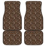 Brown Paw And Bone Pattern Print Front and Back Car Floor Mats