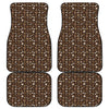 Brown Paw And Bone Pattern Print Front and Back Car Floor Mats