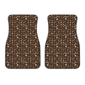 Brown Paw And Bone Pattern Print Front Car Floor Mats