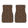 Brown Paw And Bone Pattern Print Front Car Floor Mats