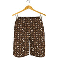 Brown Paw And Bone Pattern Print Men's Shorts