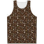 Brown Paw And Bone Pattern Print Men's Tank Top