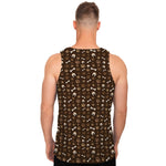 Brown Paw And Bone Pattern Print Men's Tank Top