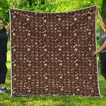 Brown Paw And Bone Pattern Print Quilt