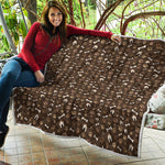 Brown Paw And Bone Pattern Print Quilt