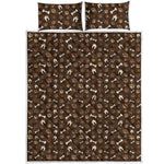 Brown Paw And Bone Pattern Print Quilt Bed Set