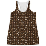 Brown Paw And Bone Pattern Print Women's Racerback Tank Top