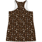 Brown Paw And Bone Pattern Print Women's Racerback Tank Top