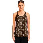 Brown Paw And Bone Pattern Print Women's Racerback Tank Top