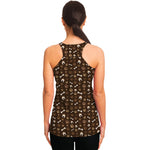 Brown Paw And Bone Pattern Print Women's Racerback Tank Top