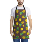 Brown Pineapple Pattern Print Apron