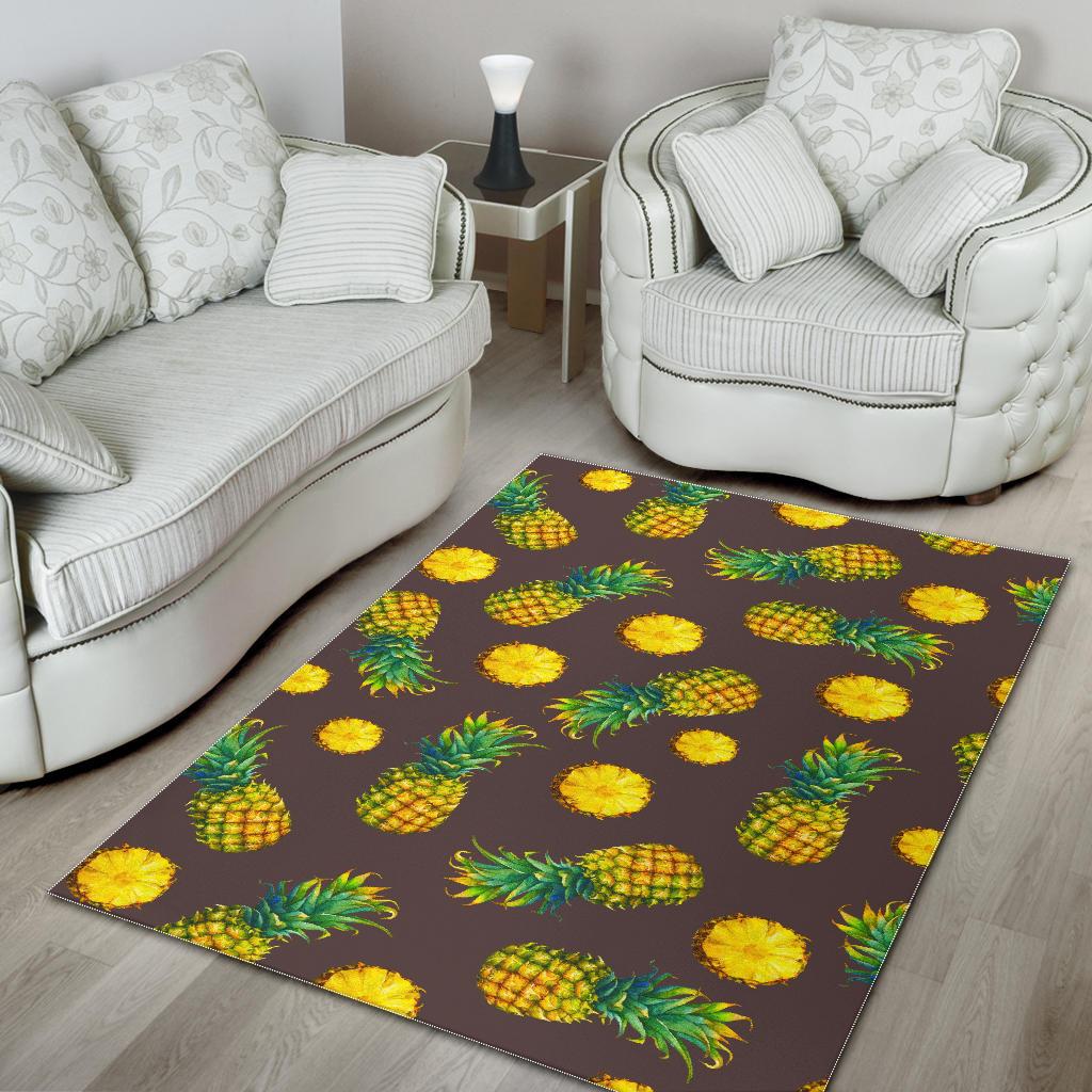 Brown Pineapple Pattern Print Area Rug GearFrost