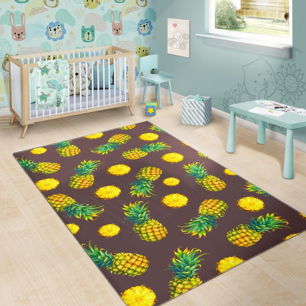 Brown Pineapple Pattern Print Area Rug GearFrost