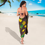 Brown Pineapple Pattern Print Beach Sarong Wrap