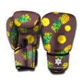 Brown Pineapple Pattern Print Boxing Gloves