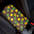 Brown Pineapple Pattern Print Car Center Console Cover