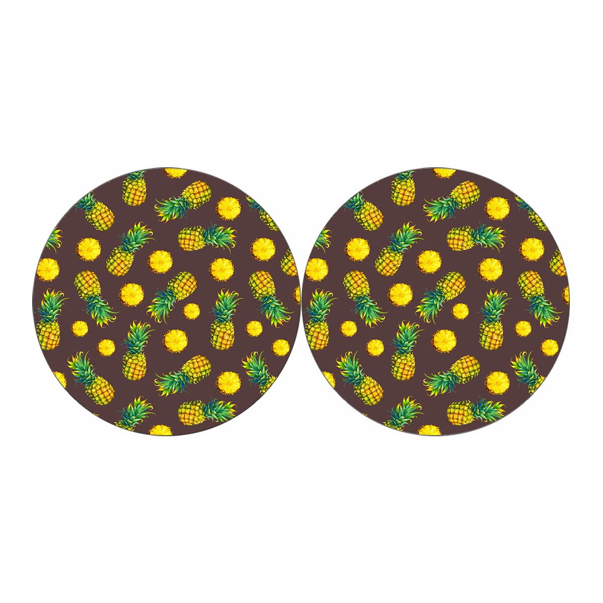 Brown Pineapple Pattern Print Car Coasters