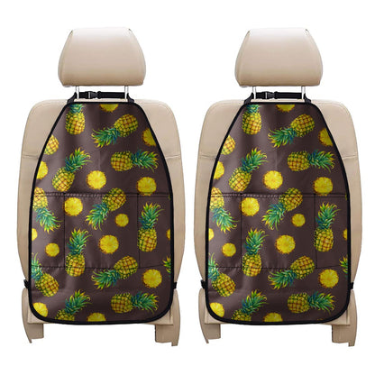 Brown Pineapple Pattern Print Car Seat Organizers