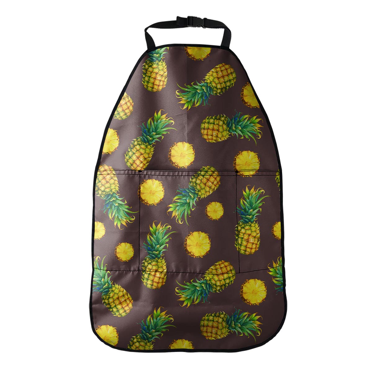 Brown Pineapple Pattern Print Car Seat Organizers