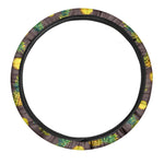 Brown Pineapple Pattern Print Car Steering Wheel Cover