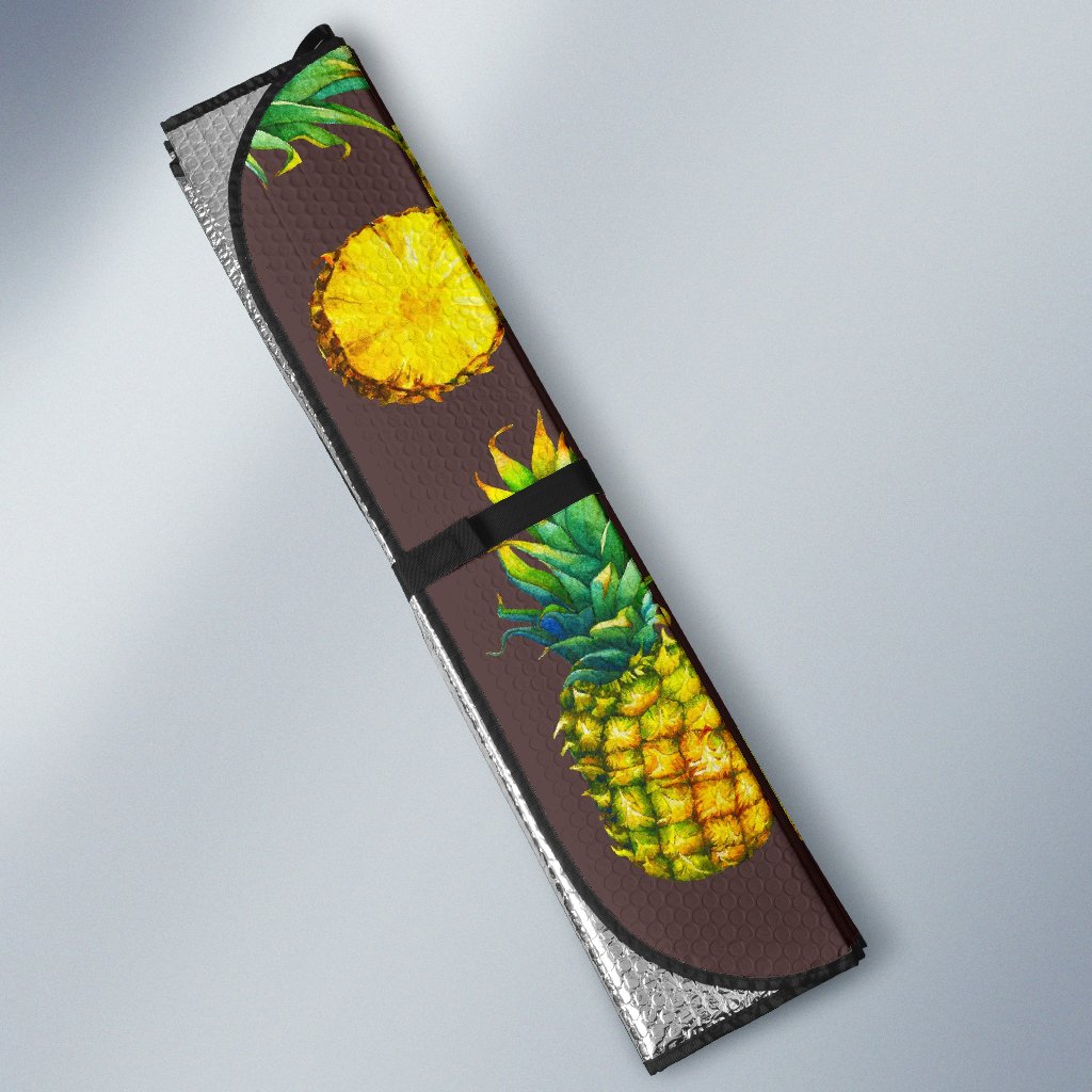 Brown Pineapple Pattern Print Car Sun Shade GearFrost