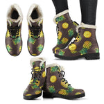 Brown Pineapple Pattern Print Comfy Boots GearFrost