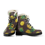 Brown Pineapple Pattern Print Comfy Boots GearFrost