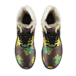 Brown Pineapple Pattern Print Comfy Boots GearFrost