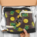 Brown Pineapple Pattern Print Comfy Boots GearFrost