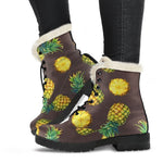 Brown Pineapple Pattern Print Comfy Boots GearFrost