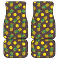 Brown Pineapple Pattern Print Front and Back Car Floor Mats