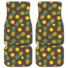 Brown Pineapple Pattern Print Front and Back Car Floor Mats