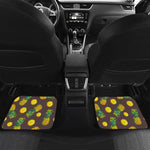 Brown Pineapple Pattern Print Front and Back Car Floor Mats