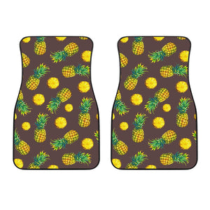 Brown Pineapple Pattern Print Front Car Floor Mats