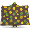 Brown Pineapple Pattern Print Hooded Blanket