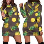 Brown Pineapple Pattern Print Hoodie Dress GearFrost