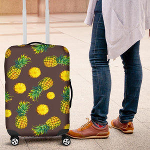 Brown Pineapple Pattern Print Luggage Cover GearFrost