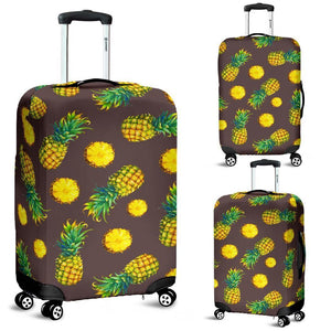 Brown Pineapple Pattern Print Luggage Cover GearFrost