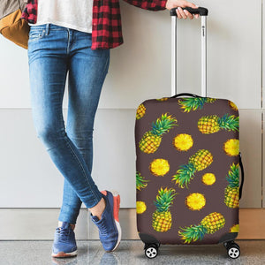 Brown Pineapple Pattern Print Luggage Cover GearFrost