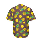 Brown Pineapple Pattern Print Men's Baseball Jersey