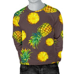 Brown Pineapple Pattern Print Men's Crewneck Sweatshirt GearFrost