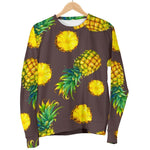 Brown Pineapple Pattern Print Men's Crewneck Sweatshirt GearFrost