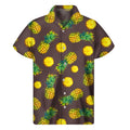 Brown Pineapple Pattern Print Men's Short Sleeve Shirt