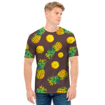 Brown Pineapple Pattern Print Men's T-Shirt