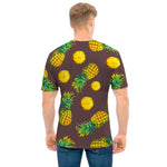Brown Pineapple Pattern Print Men's T-Shirt