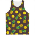 Brown Pineapple Pattern Print Men's Tank Top
