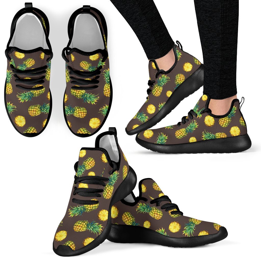 Brown Pineapple Pattern Print Mesh Knit Shoes GearFrost
