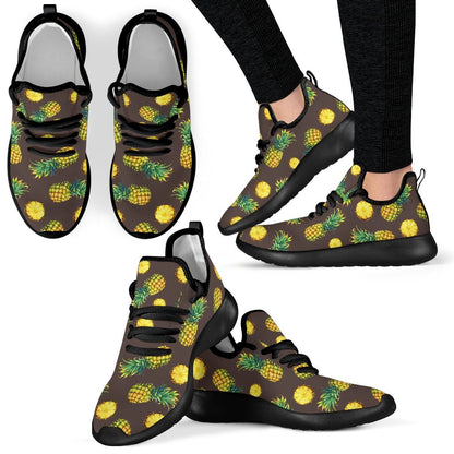 Brown Pineapple Pattern Print Mesh Knit Shoes GearFrost